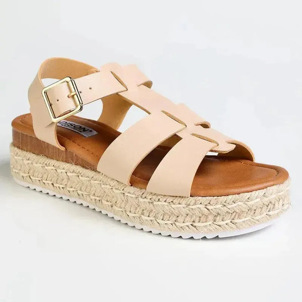 Madison Double Strap T-Bar Espadrille Sandal - Nude