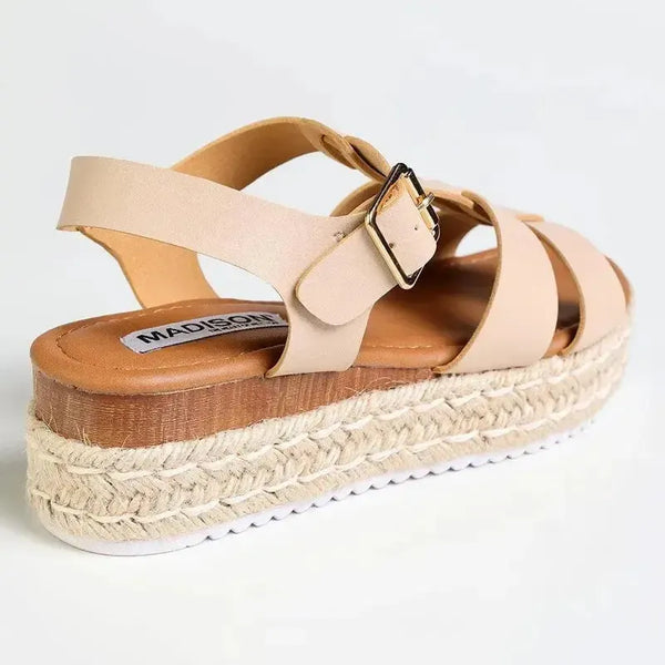 Madison Double Strap T-Bar Espadrille Sandal - Nude