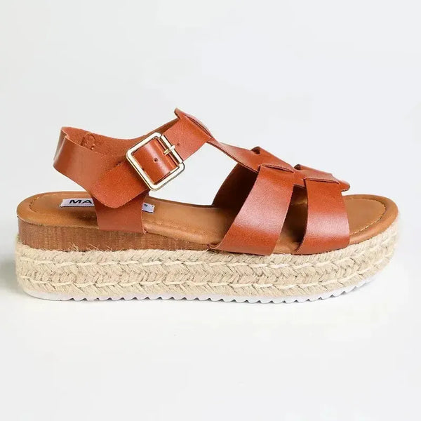 Madison Double Strap T-Bar Espadrille Sandal - Tan
