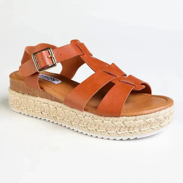 Madison Double Strap T-Bar Espadrille Sandal - Tan