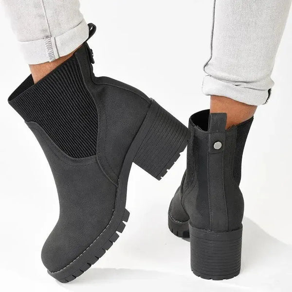 Madison Ella 2 Ribbed Gusset Ankle Boot - Black