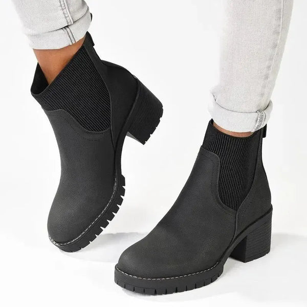 Madison Ella 2 Ribbed Gusset Ankle Boot - Black