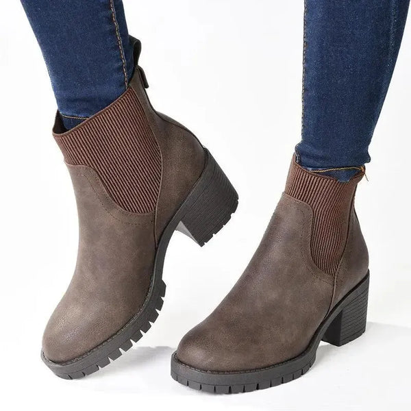 Madison Ella 2 Ribbed Gusset Ankle Boot - Chocolate