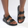 Madison Eloise Velcro Strap Footbed Sandals - Black