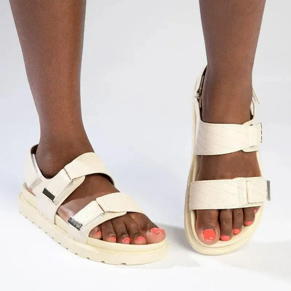 Madison Eloise Velcro Strap Footbed Sandals - Nude