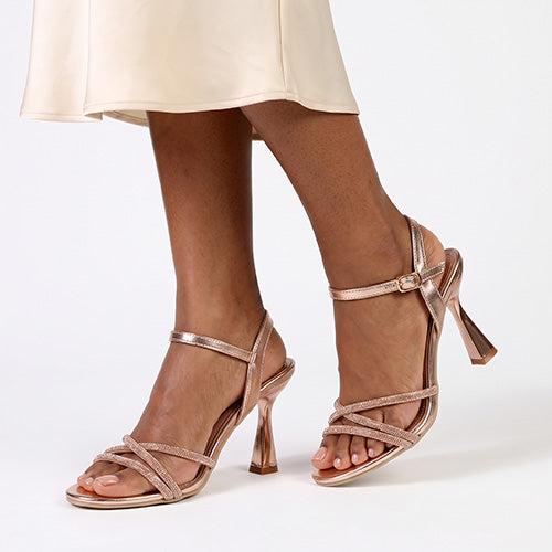 Madison Evening Heeled Sandals - Rose Gold