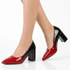 Madison Faded Fashion Court Block Heel - Red/Black