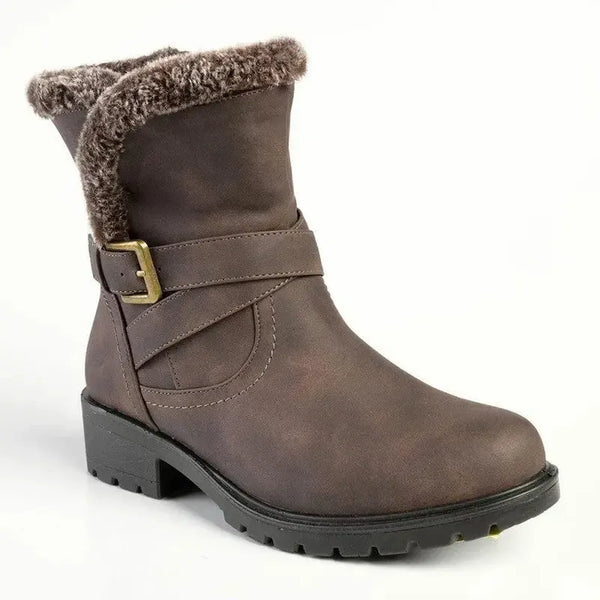 Madison Faith Fur Ankle Boots - Chocolate