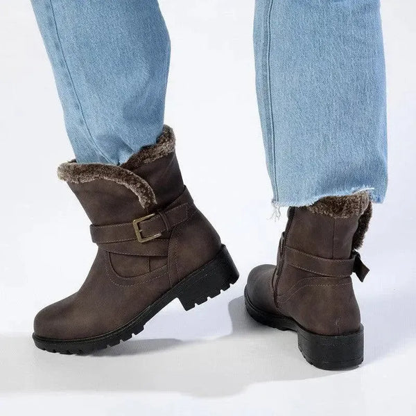 Madison Faith Fur Ankle Boots - Chocolate