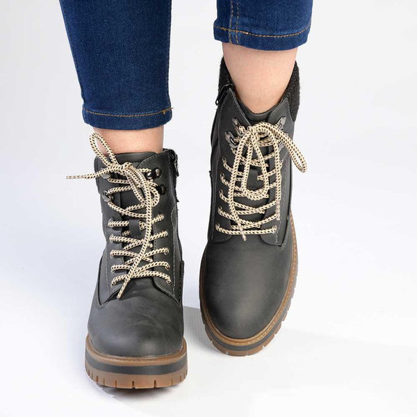 Madison Felicity Lace Up Ankle Boots - Black-Madison Heart of New York-Buy shoes online