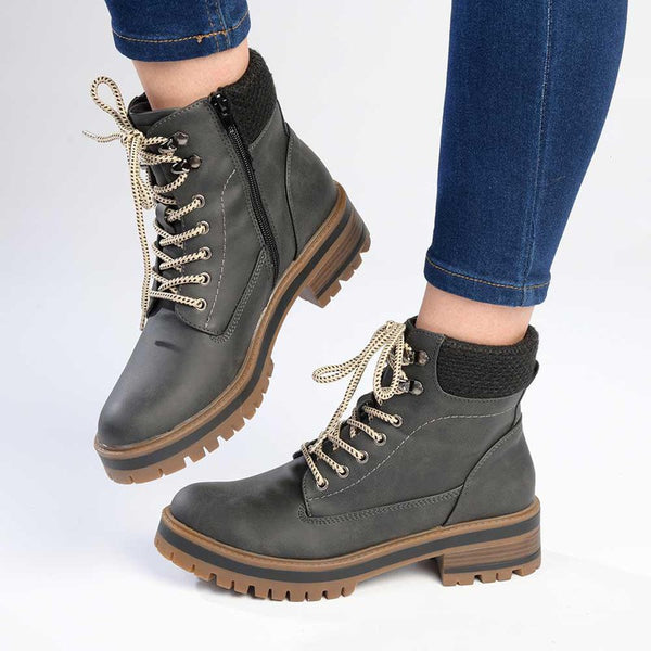 Madison Felicity Lace Up Ankle Boots - Black-Madison Heart of New York-Buy shoes online