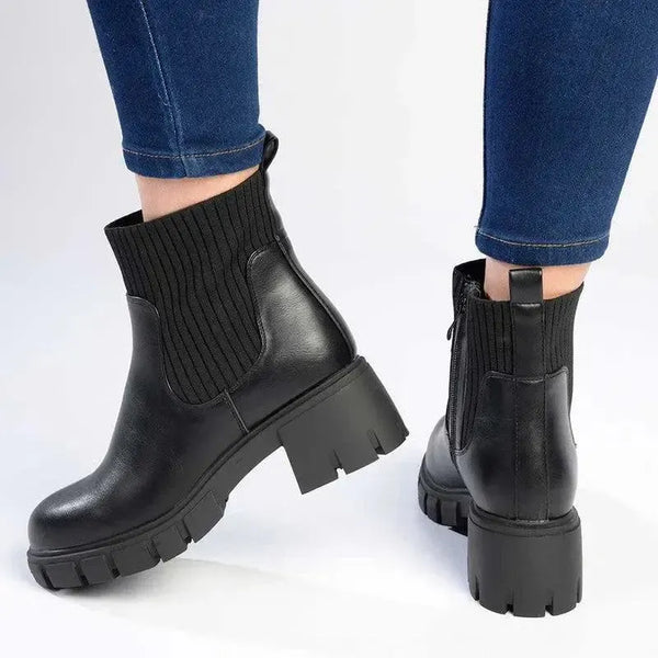 Madison Foster Chunky Long Gusset Ankle Boot - Black