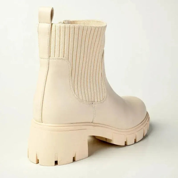 Madison Foster Chunky Long Gusset Ankle Boot - Nude