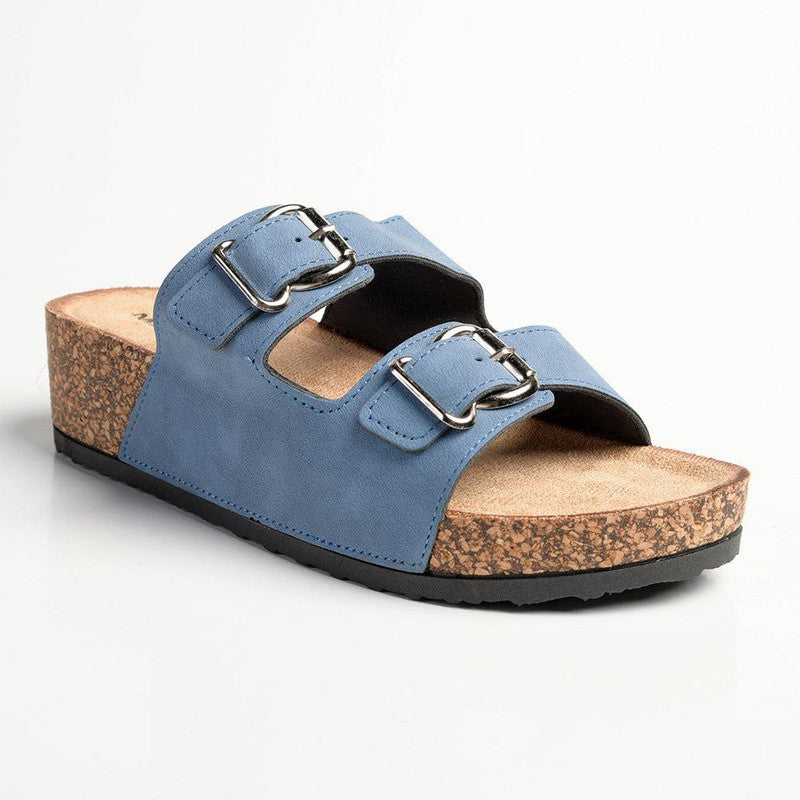 Madison Gayle Double Strap Sandals Denim Blue Shoe Box Online