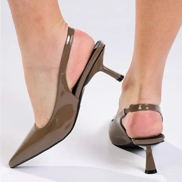 Madison Germani Pointy Toe Slingback - Dark Taupe
