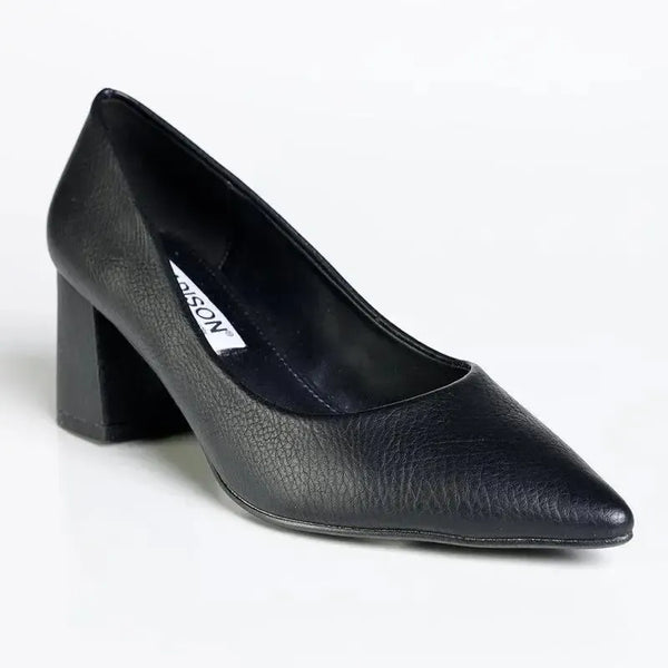 Madison Ginger Block Heel Court - Black