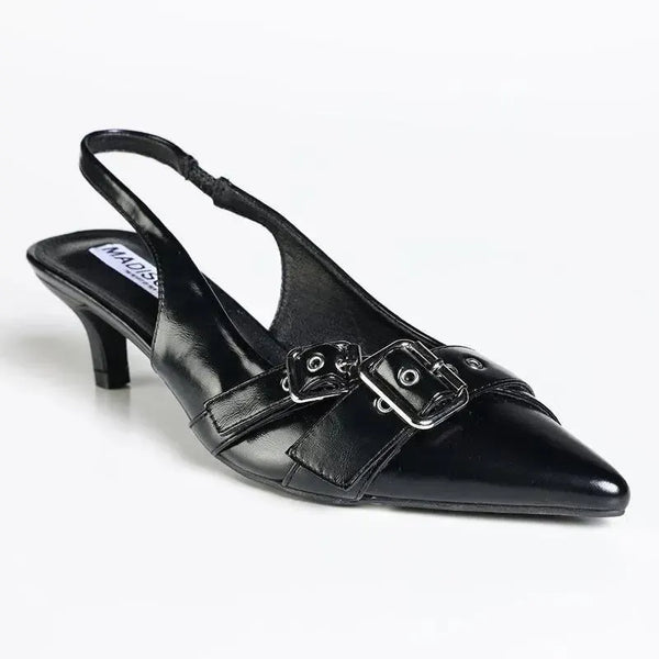 Madison Giselle Twin Buckle Slingback - Black