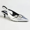Madison Giselle Twin Buckle Slingback-Silver