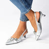 Madison Giselle Twin Buckle Slingback-Silver
