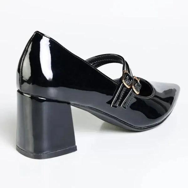 Madison Glinda Twin Buckle Mary Jane - Black