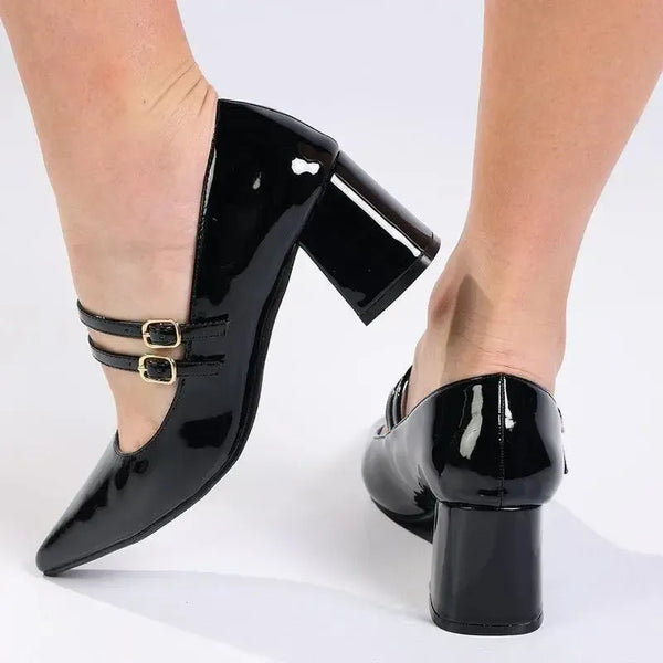 Madison Glinda Twin Buckle Mary Jane - Black