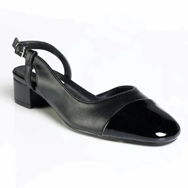 Madison Goldie 2-Tone Lower Block Heel - Black