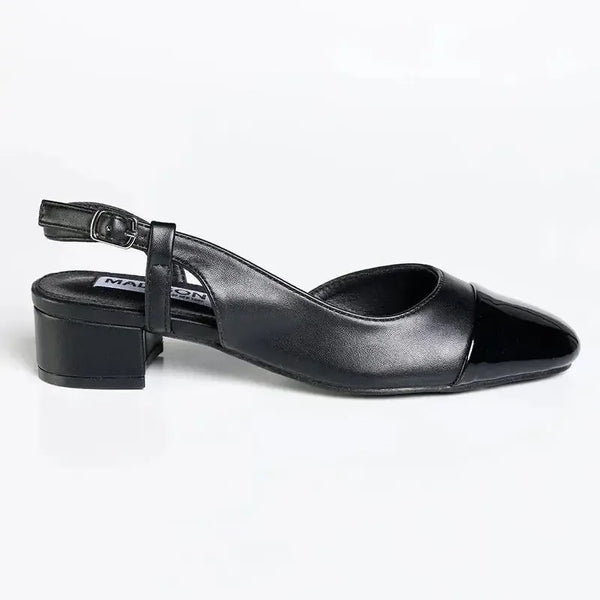 Madison Goldie 2-Tone Lower Block Heel - Black