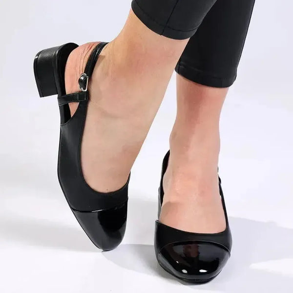 Madison Goldie 2-Tone Lower Block Heel - Black