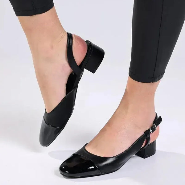 Madison Goldie 2-Tone Lower Block Heel - Black
