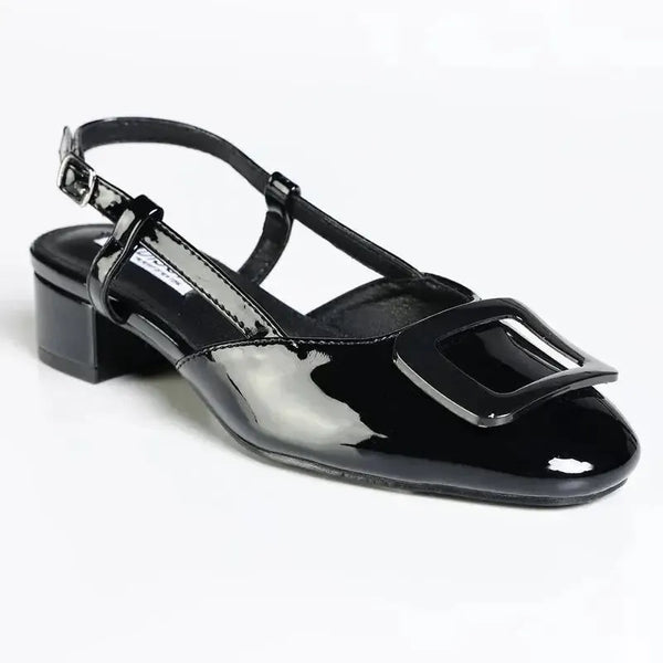 Madison Gracie Slingback with Lower Block Heel - Black