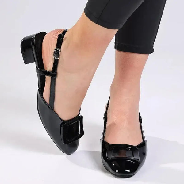 Madison Gracie Slingback with Lower Block Heel - Black
