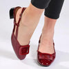 Madison Gracie Slingback with Lower Block Heel - Burgundy