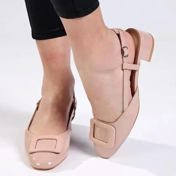 Madison Gracie Slingback with Lower Block Heel - Nude