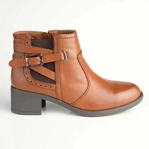 Madison Gusset Fawn Strappy Ankle Boot - Tan