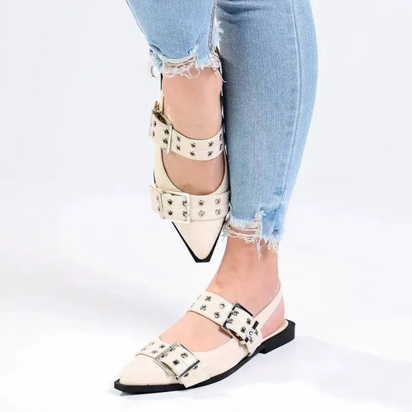 Madison Gwen Eyelet Strap Slingback - Nude