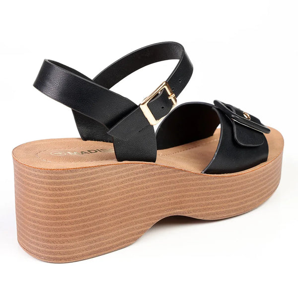 Madison Heart of New York Stacked Platform Sandals - Black