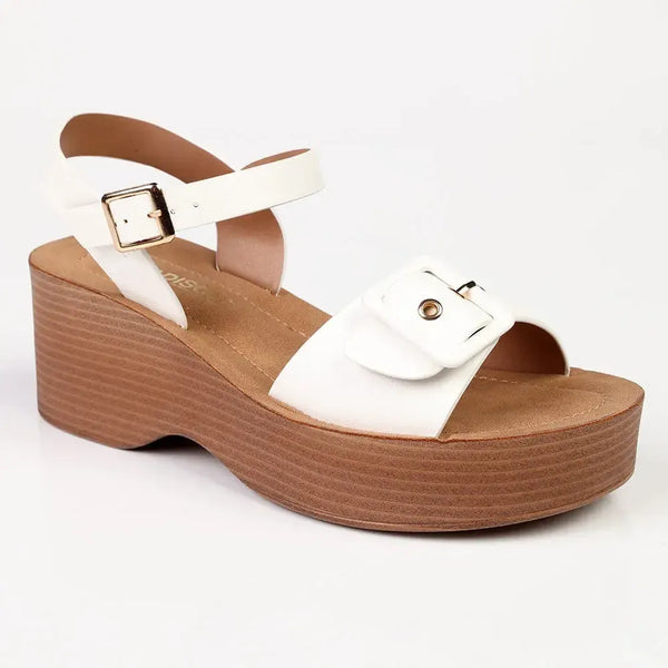 Madison Heart of New York Stacked Platform Sandals - White