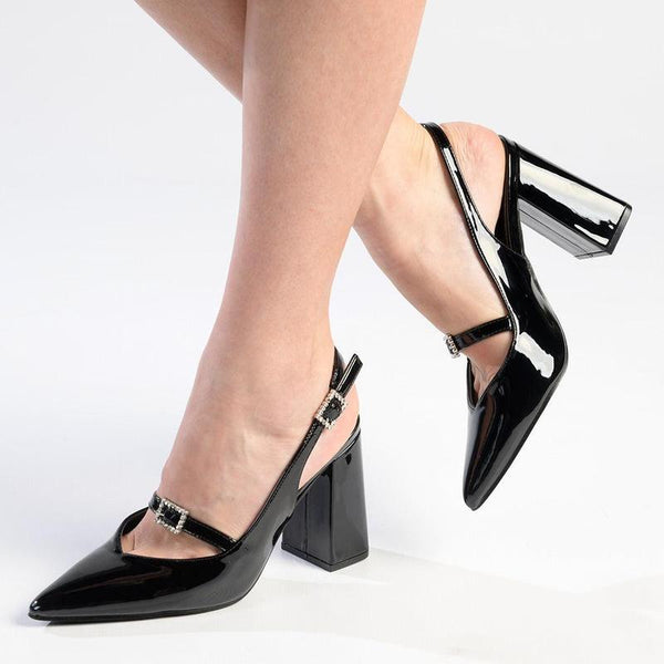 Madison Isolde Block Heel - Black-Madison Heart of New York-Buy shoes online