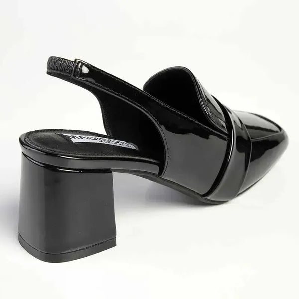 Madison Ivory Block Heel - Black