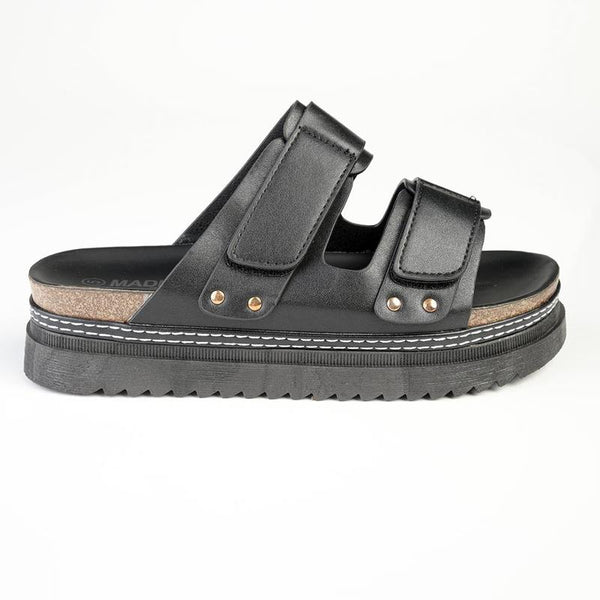 Madison JO Double Velcro Strap Sandals - Black-Madison Heart of New York-Buy shoes online