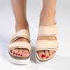 Madison JO Double Velcro Strap Sandals - Nude-Madison Heart of New York-Buy shoes online