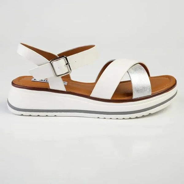 Madison Jacklynn Crossover Footbed Sandal - White