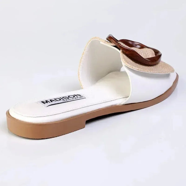 Madison Janvee 2 Push In Flat Sandal - White