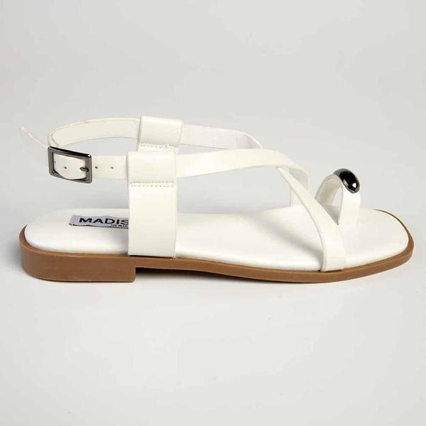 Madison Jenna Toe Ring Flat Sandal - White-Madison Heart of New York-Buy shoes online