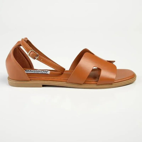 Madison Jenny H Bar Flat Sandals - Tan