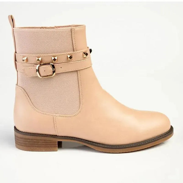Madison Jenny Lynn Gusset Studded Ankle Boot - Nude