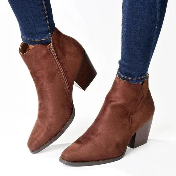 Madison Jett Cuban Heel Ankle Boot - Chocolate