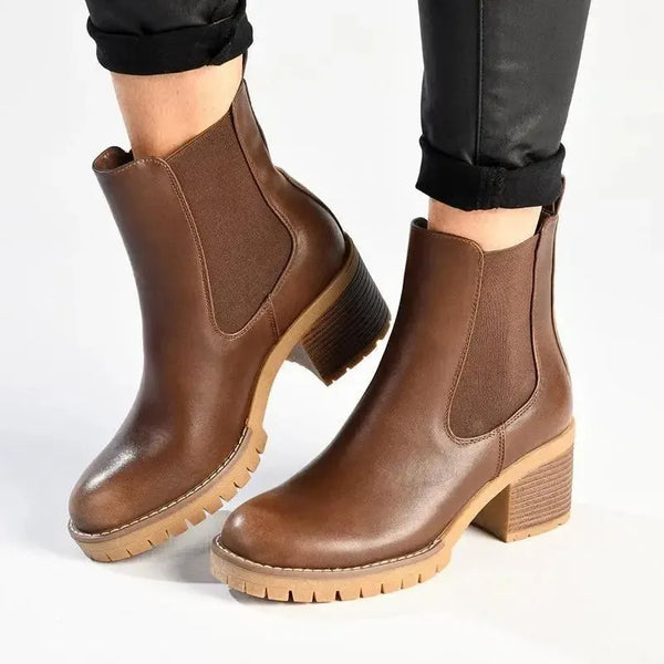 Madison Jolinda Block Heel Chelsea Boot - Brown