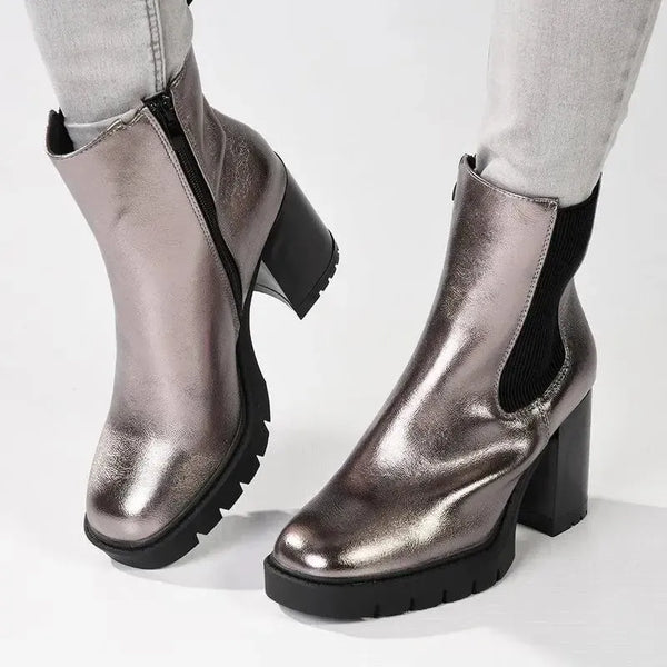 Madison Jones Chelsea Block Heel Boot - Pewter