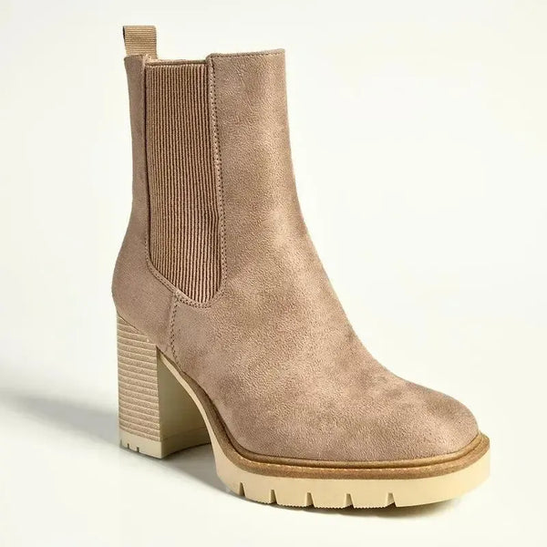 Madison Jones Chelsea Block Heel Boot - Taupe